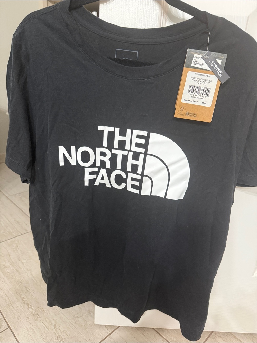 The North Face Black Tee with White Logo - ladies  Short Sleeve.. size XL .. tag